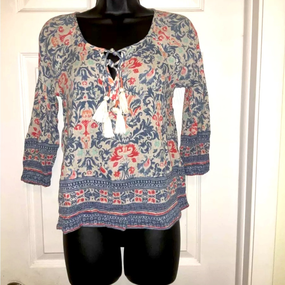 Hollister Women’s Boho Blouse‎ Size XS 3/4 Sleeve Top